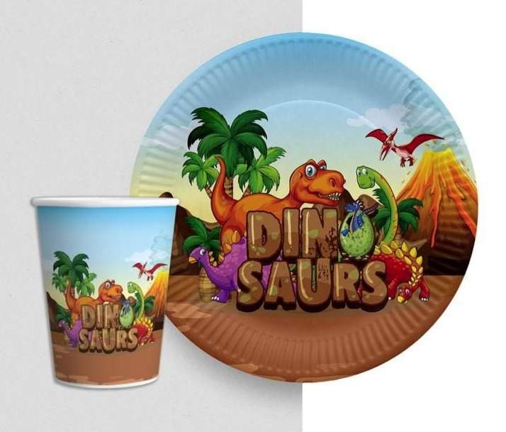 Dinozor Karton Tabak Bardak (8 adet)